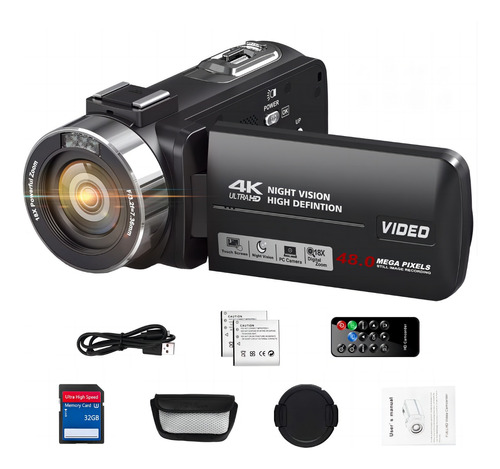 Videocamara 4k 48mp Visión Nocturna Ir Con Control Remoto