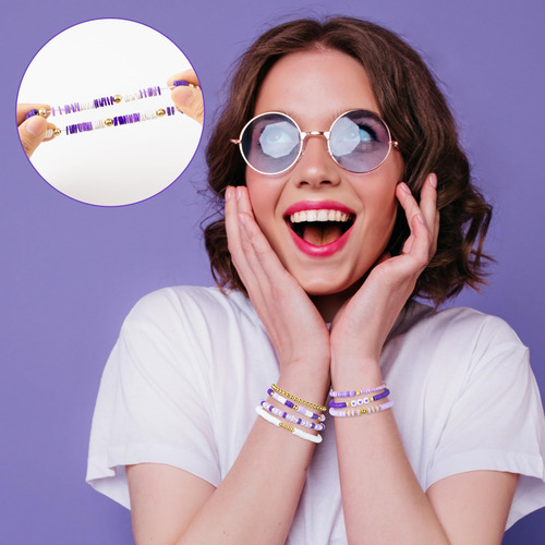Pulseras Heishi Moradas Y1tvei, 7 Piezas De Pulsera De Cuent
