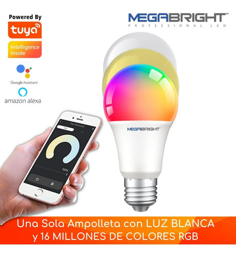 Ampolleta Led Wifi Inteligente 10w E27 Blanco/rgb Megabright