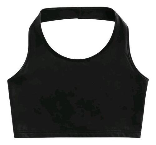 Top Crop Halter Para Mujer Vinipiel Afelpado