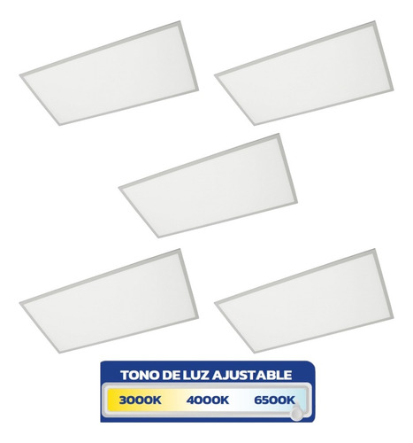 5 Panel Led 60x120 Cm Luz Blanca Tecnoled Mlpabl60x120 3cct Blanco