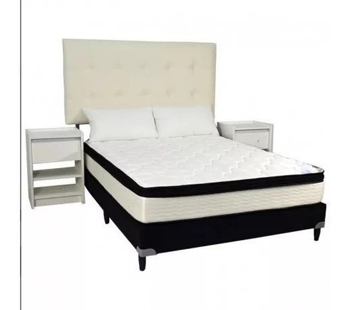 Combo Somier Colchón + 2 Almohadas + Sábanas Y Acolchado