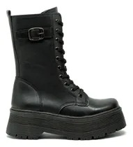 Comprar Borcego De Mujer Botita Cordones Botas Plataforma Moda Dama