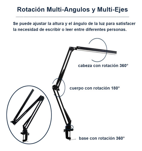 Lámpara De Escritorio Led, Lámpara Led Con Brazo Oscilante