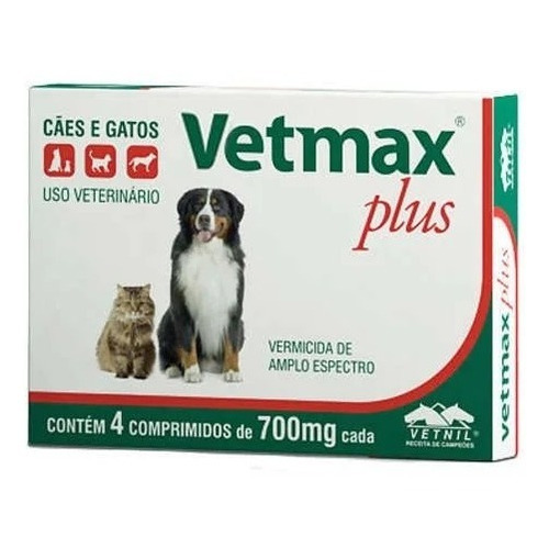 Vermífugo Para Cachorro Vetmax Plus 4 Comprimidos