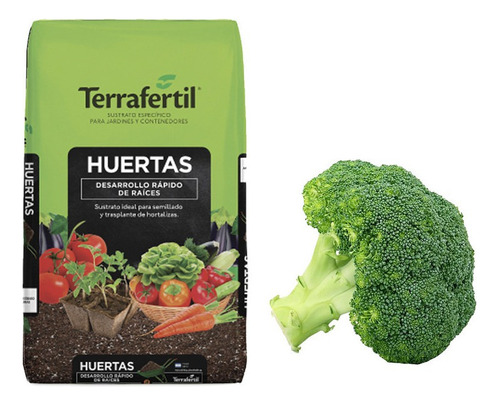 Sustrato Huertas Terrafertil 50lts Con Semillas De Brocoli