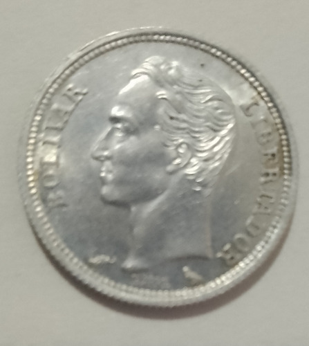 Moneda 50 Céntimos Venezolanos 1960 Plata 0.835 Km Y#36a