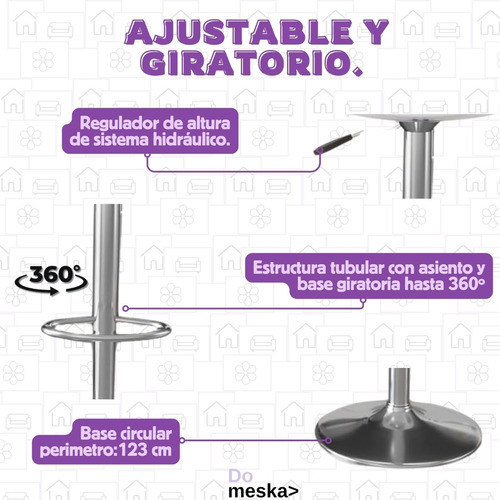 2 Sillas Para Cocina Barra Bancos Altura Ajustable Hogarden