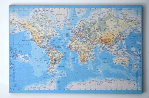 Tablero de anuncios de corcho del mapa mundial con marco 90x60 cm - Tablero  de notas de corcho con 20 banderas marcadoras - Tablero de anuncios del  mapa mundial Memoboard XXL 