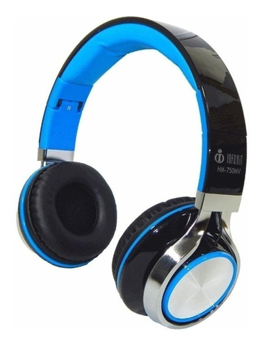 Fone de ouvido on-ear gamer Infokit HM-750MV preto e azul