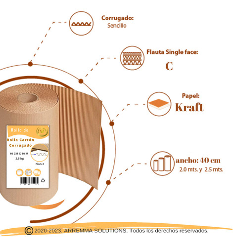 Carton Papel Corrugado Single Face Flauta C 40x10