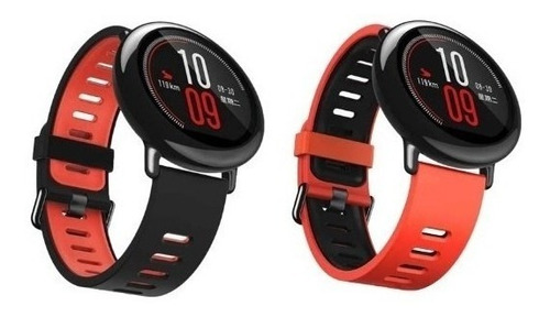 Kit Pulseira 22mm Silicone Color Para Relógio E Smartwatch Cor Preta-Vermelha/Vermelho-Preto Largura 22 mm