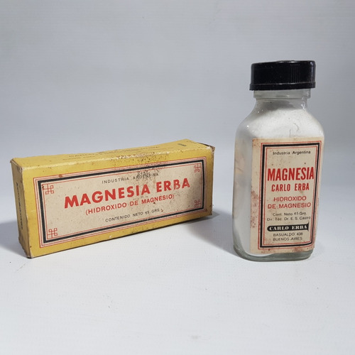 Antiguo Frasco Magnesia Erba Caja Original 1940 Mag 60278