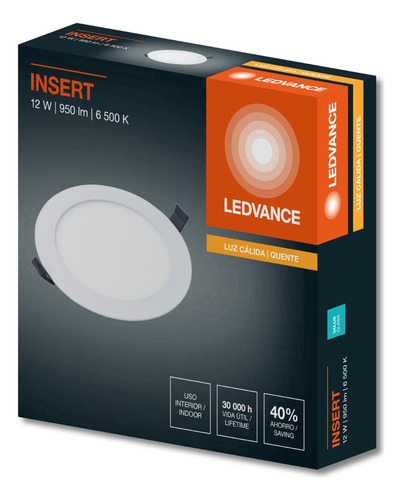 Lampara Led Empotrable 12w Red Luz Calida 3000k Blanco