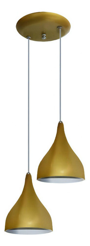 Lustre Duplo Colorido Modelo Funil - Para Mesa De Jantar Cor Dourado Voltagem 110v/220v