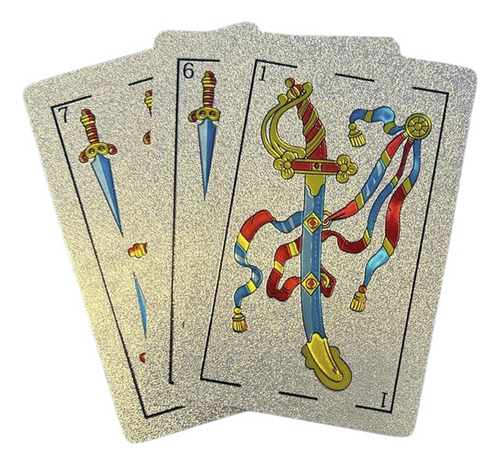 Mazo De Cartas Españolas Foil Color Plata Diseño Exclusivo