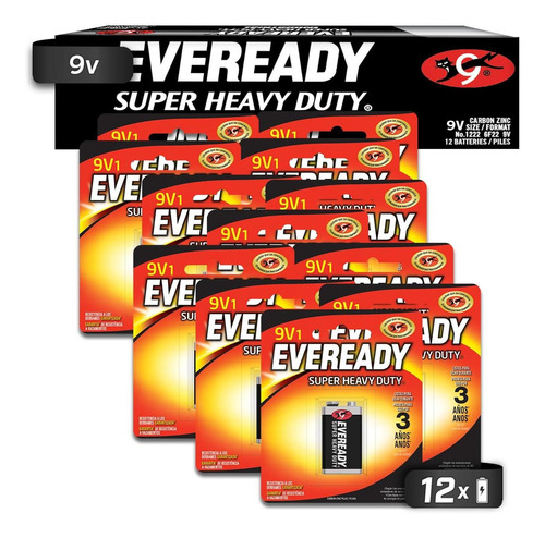 Pila Eveready Carbon Zinc 9v Blister 12 Unidades 1.5v