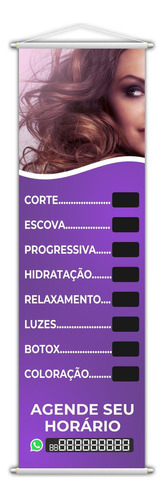 Banner Salão De Beleza Cabeleireiro Tratamentos 100x30cm