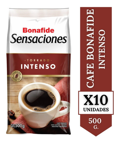 Café Bonafide Sensaciones Torrado Intenso Caja X 10 X 500g.