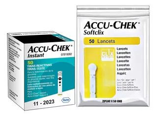 50 Tiras React + 50 Lancetas Para Gluc. Accu-chek Instant