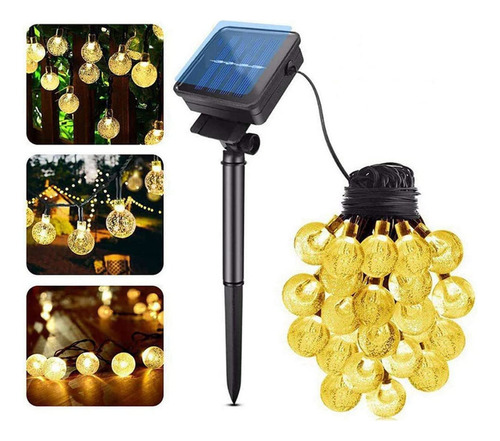 Cuerda Tendedero 200 Leds 22m Luz Bola Cristal 8 Funciones