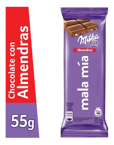 Chocolate Milka Almendras Tableta X 55 Gramos