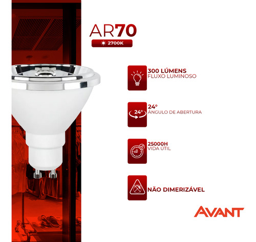 Spot Duplo De Embutir Ar70 + Lâmpada Led Ar70 4,8w