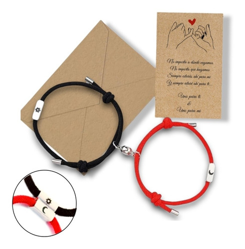 Set Pulseras Pareja Magnetica Luna Y Sol Regalo Novio