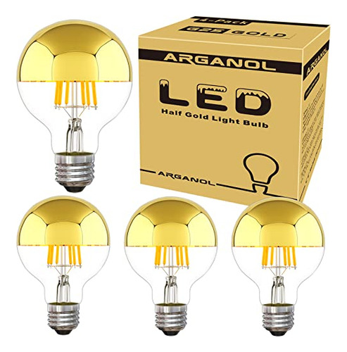 Half Gold Light Bulb 6w (60 Watt Equivalent), Dimmable ...