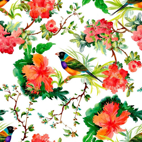 Papel De Parede Adesivo Pássaros E Flores Coloridos | Parcelamento sem juros Papel De Parede Adesivo Pássaros E Flores Coloridos | Parcelamento sem juros