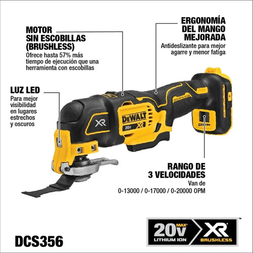 Multiherramienta Oscilante Dewalt 20v Max Xr Dcs356b