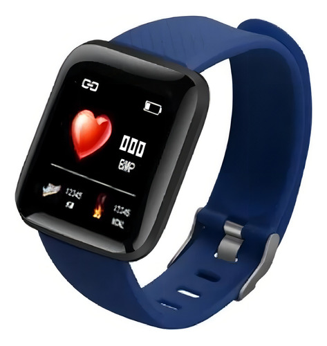 Relógio Smartwatch Inteligente Android Ios D13 Bluetooth Caixa Branco Pulseira Azul Bisel Preto