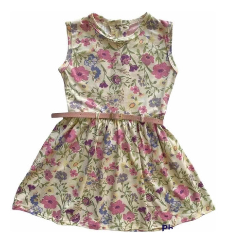 Vestido Con Cinto Floreado Para Niña Talla 2-14