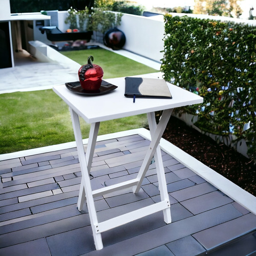 Mesa Plegable De Servicio Minimalista Hogare Color Rectangular Blanco