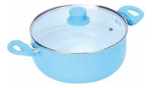 Cacerola Olla Carol Antiadherente Cerámica 22cm Tapa Vidrio