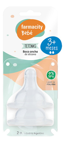 Tetina De Silicona Farmacity Bebé Boca Ancha 3+ Meses X 2 Un