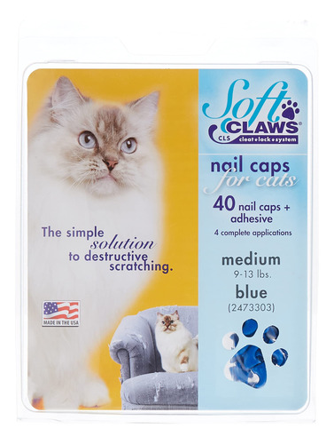 Soft Claws Tapones Azules De Unas Para Gatos, M, Azul