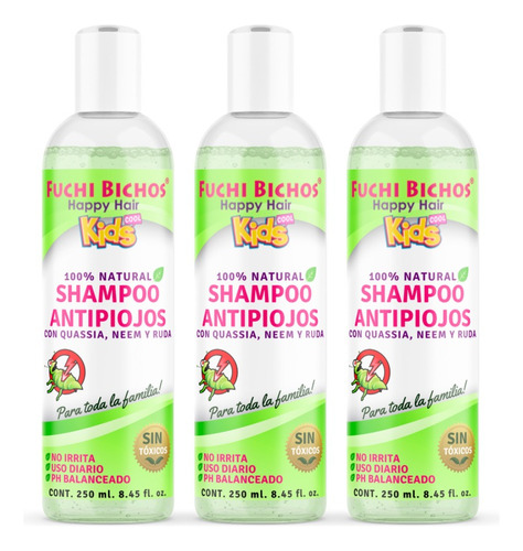 3 Pack Shampoo Natural Antipiojos Fuchi Bichos