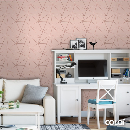 Imagem 3 de 7 de Papel De Parede Zara Rosê Fio Rosê Auto Colante 3m