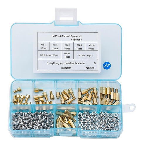 Kit Espaciador Separador Hexagonal 180pcs Metal M3