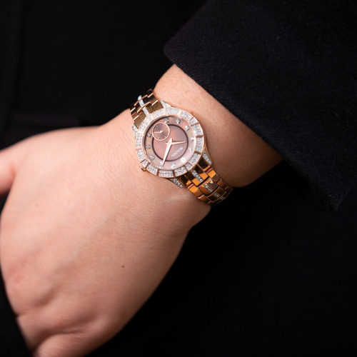 Reloj Bulova Mujer Acero 98l284 Crystal Dorado Rosé Piedras