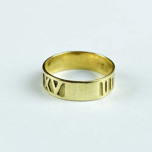 Anillo Numeros Romanos Tiffany Oro 18k 6mm 6grs