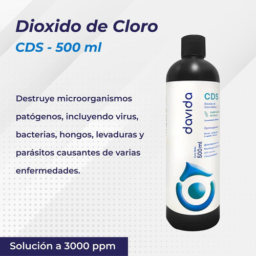 Cds Dióxido De Cloro Al 3000 Ppm 500 Ml Davida