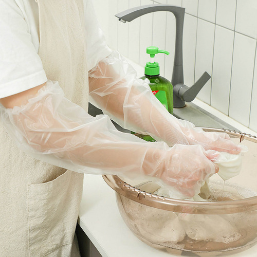 Guantes De Plástico Transparente Desechables Extralargos Par