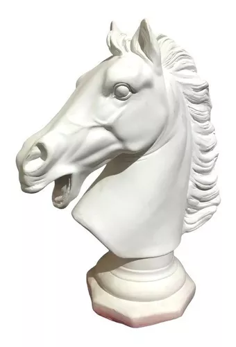 ESCULTURA EM MÁRMORE MACIÇO DE CABEÇA DE CAVALO - HTAG EXCLUSIVE