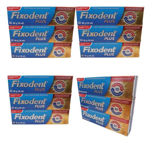 12 Fixodent Plus Adhesivo Dentadura 35ml Fijacion X 12hrs 