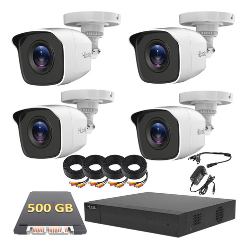Kit Video Vigilancia Hilook 4 Camaras 1080p 2 Mp 500 Gb Poli