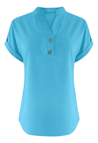 Camisa Casual Con Botones Lisos A La Moda Transpirable Para