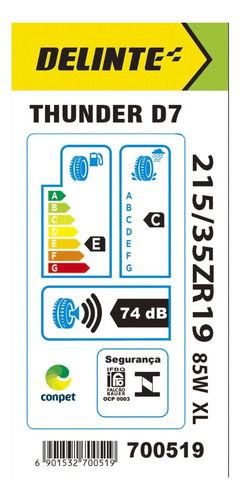 Pneu 215/35 Zr19 85w Xl D7 Thunder Delinte Mercedes Bmw Audi