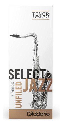 Caña para saxo tenor D'addario Select Jazz 3 sin archivar (5 piezas)